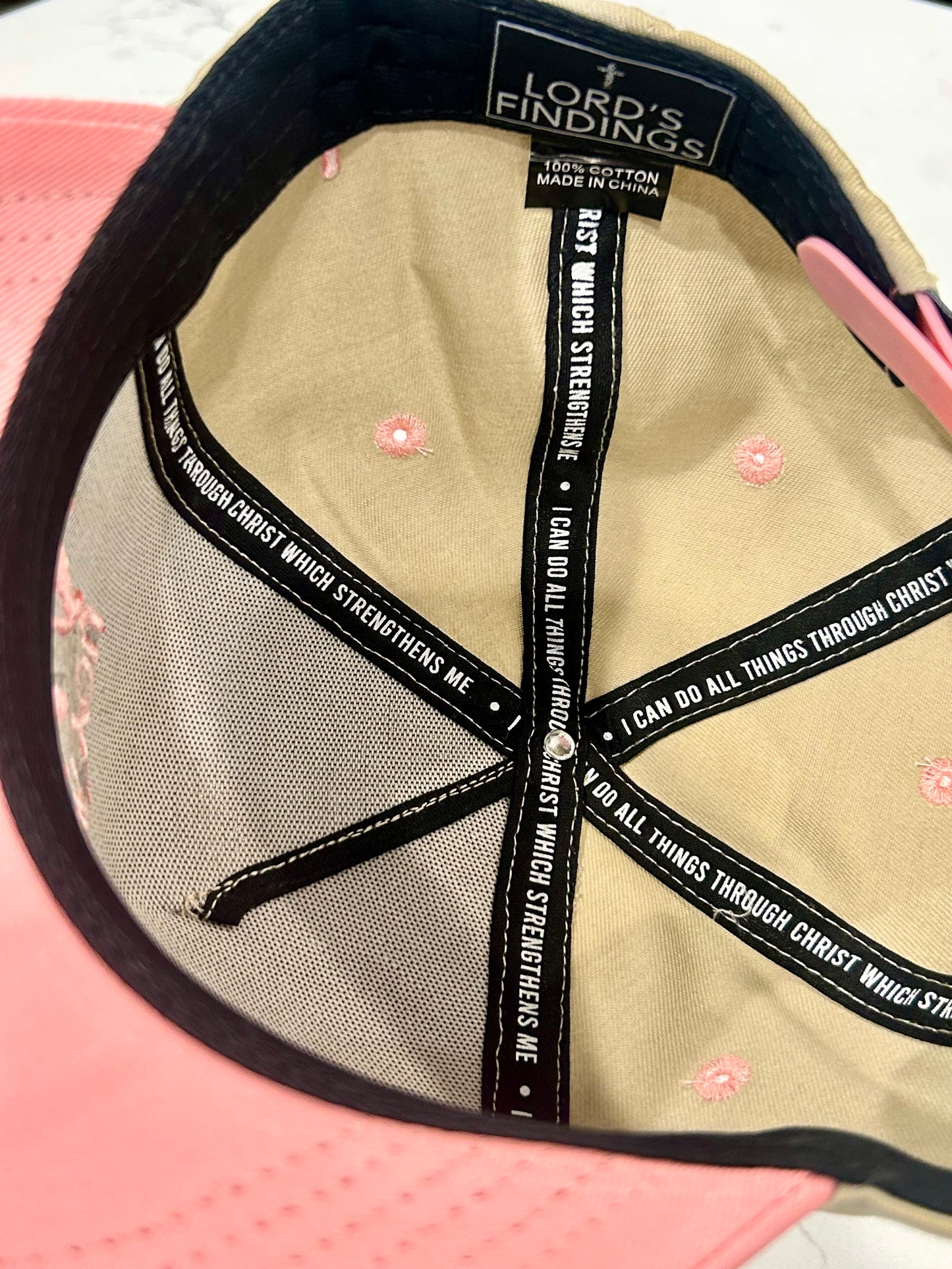 Thank You Jesus Hat - pink/khaki