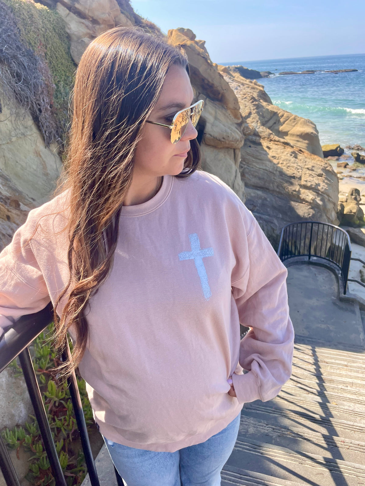 LF Classic Cross Sweatshirt- Dusty Rose