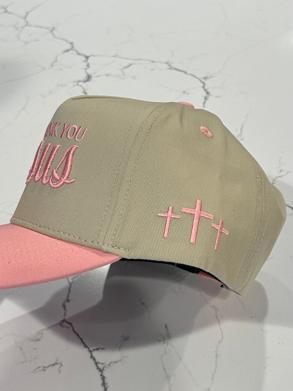 Thank You Jesus Hat - pink/khaki