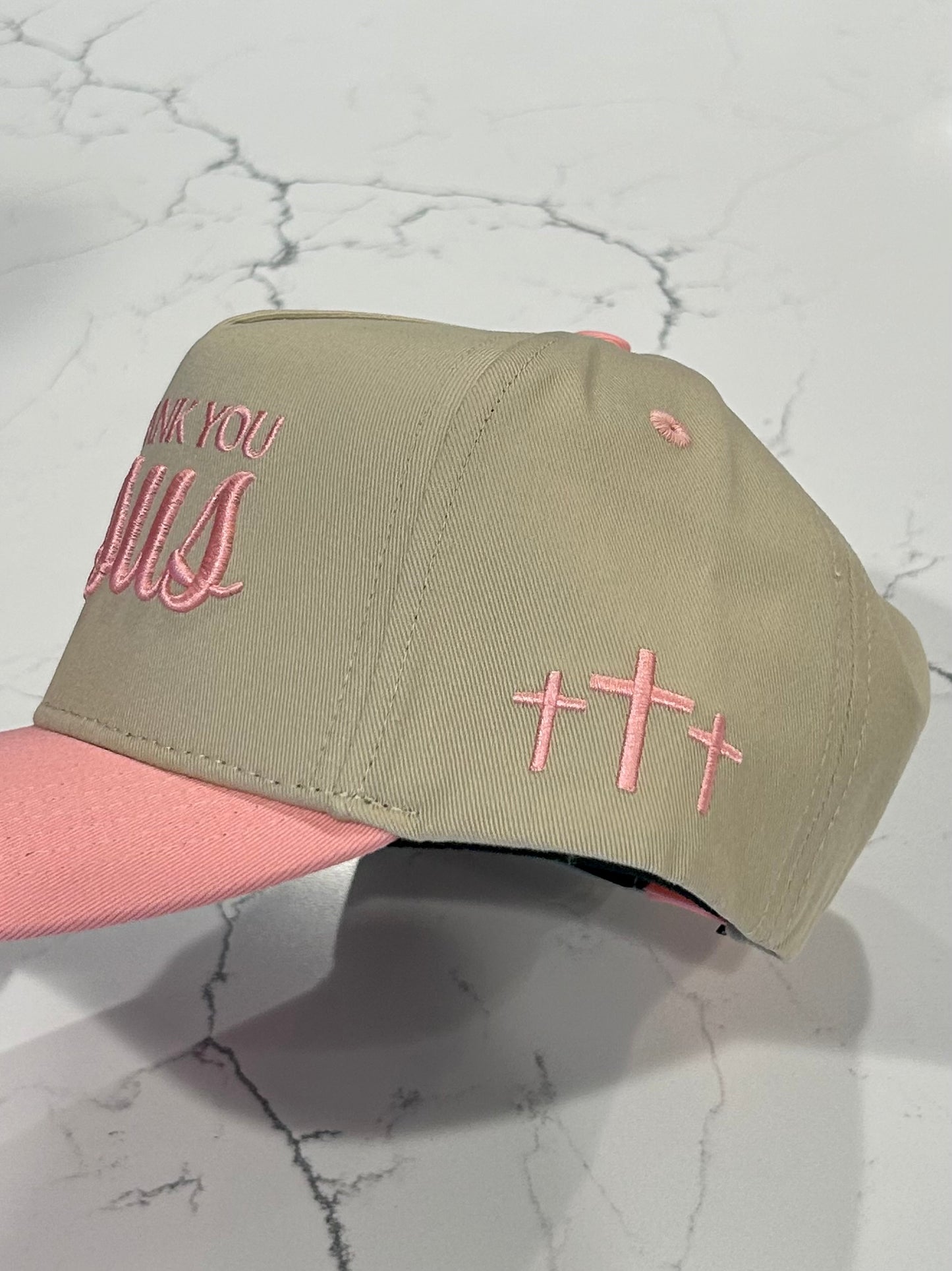 Thank You Jesus Hat - pink/khaki