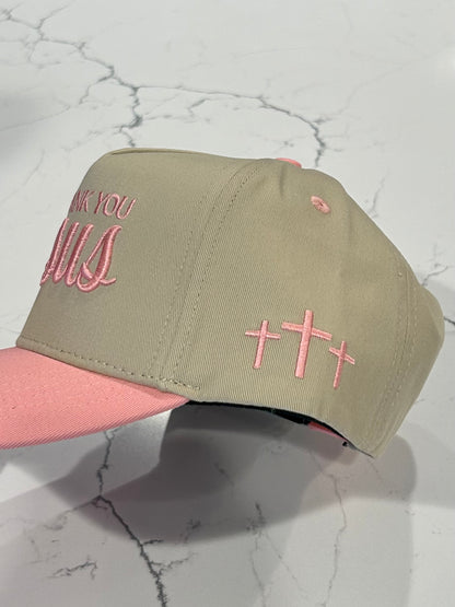 Thank You Jesus Hat - pink/khaki