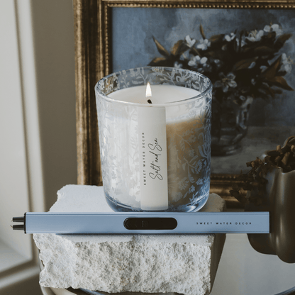 Salt and Sea Soy Candle - Blue Tinted Glass Jar - 12 oz