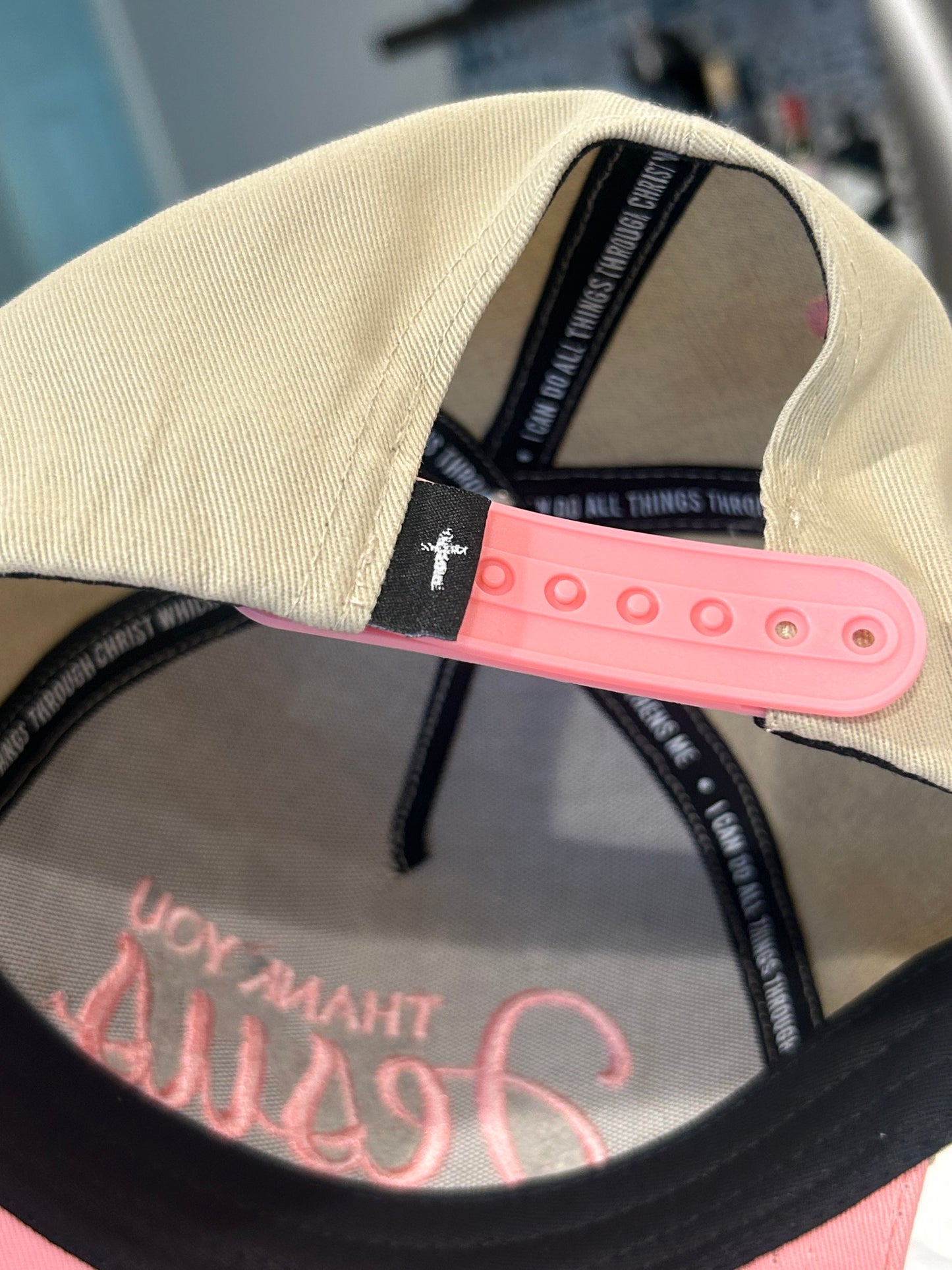 Thank You Jesus Hat - pink/khaki