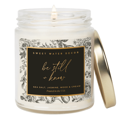 Be Still and Know Soy Candle - Clear Patterned Jar - 9 oz