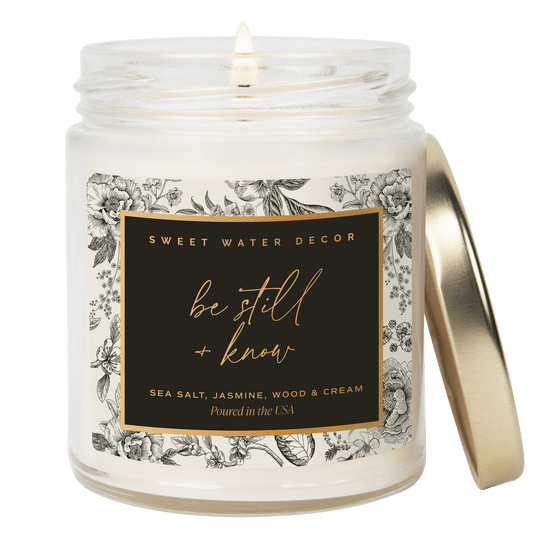 Be Still and Know Soy Candle - Clear Patterned Jar - 9 oz
