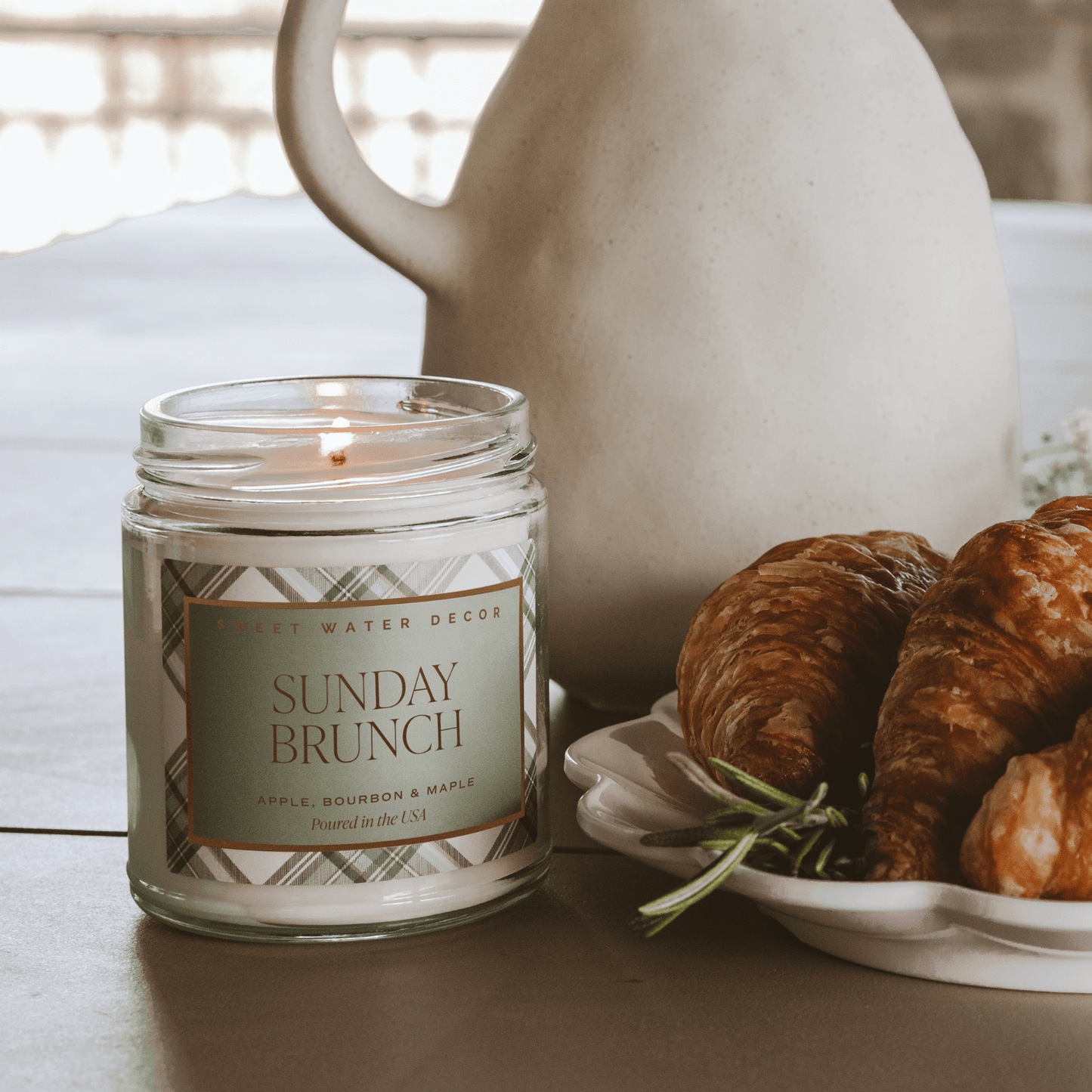 Sunday Brunch Soy Candle - Clear Patterned Jar - 9 oz