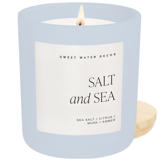 Salt and Sea Soy Candle - Blue Matte Jar - 15 oz