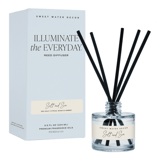 Salt and Sea Blue Tinted Glass Jar Reed Diffuser