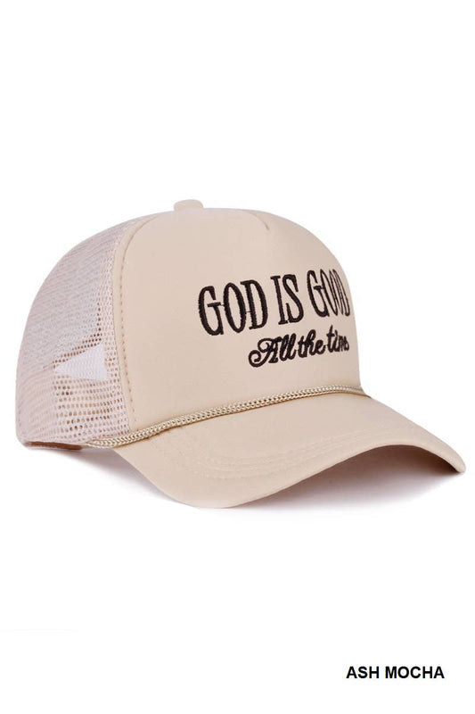 God Is Good All The Time- Trucker Hat, Mocha/Ash