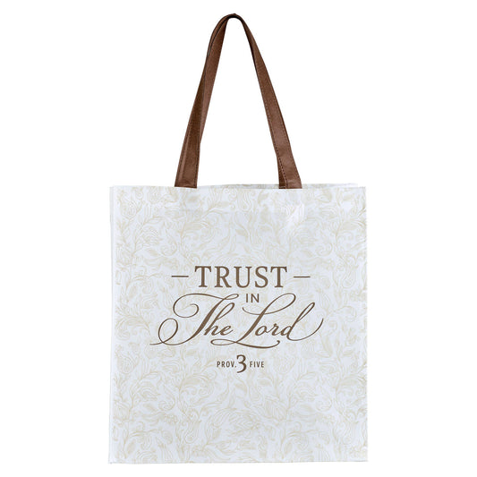Tote White/Brown Trust in the Lord Prov. 3:5